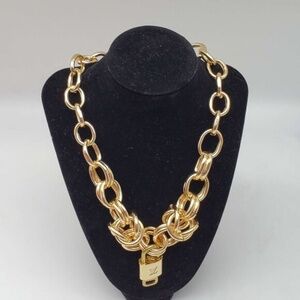 Authentic Louis Vuitton Lock and Key Gold Color with Gold Plated Chain Necklace